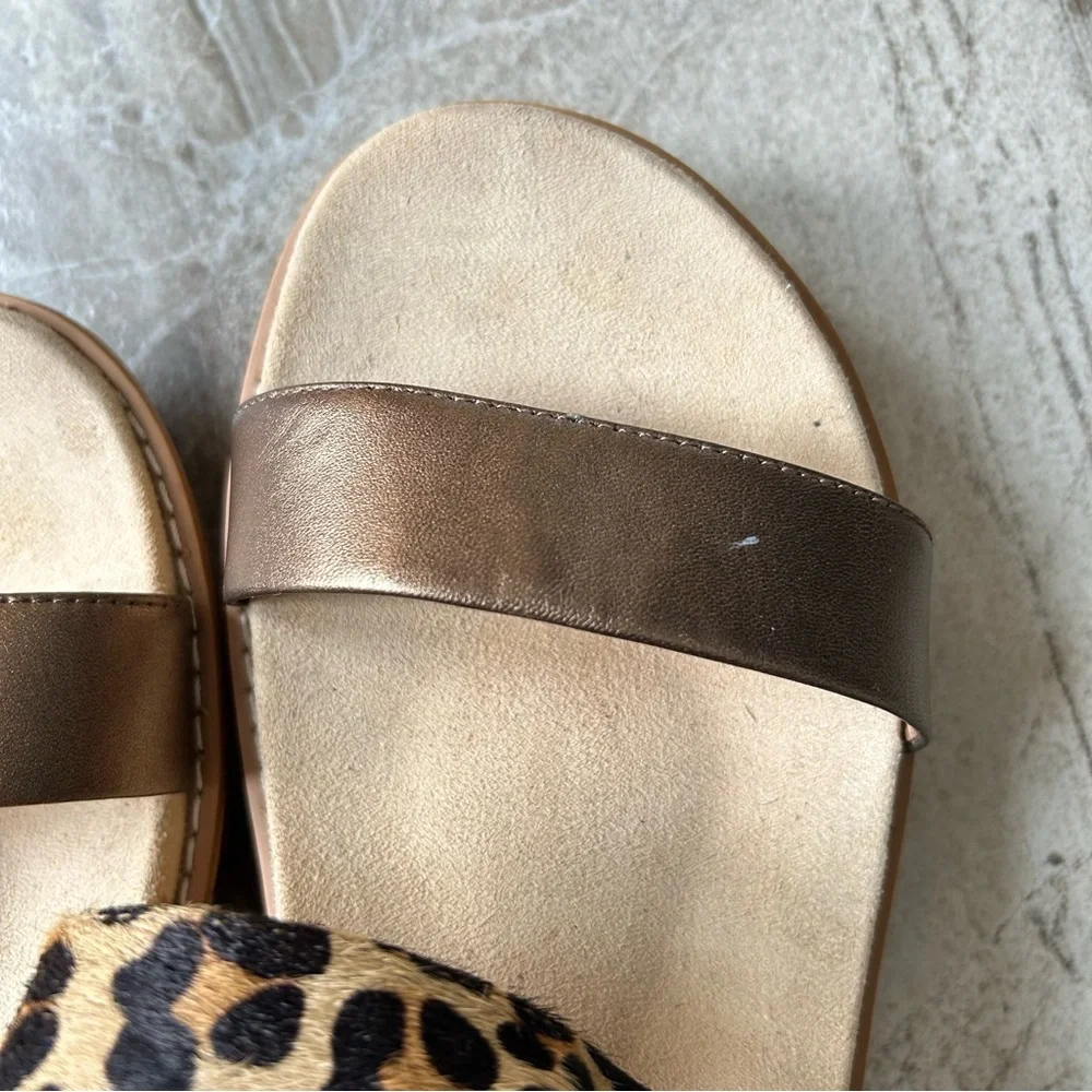 NWOB Women’s Vionic Orthaheel Casual Leopard Print Cork Wedge Sandals, Size 9